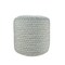 Laddha Home Designs 20" Blue and Green Interwoven Coastal Round Outdoor Patio Pouf Ottoman
